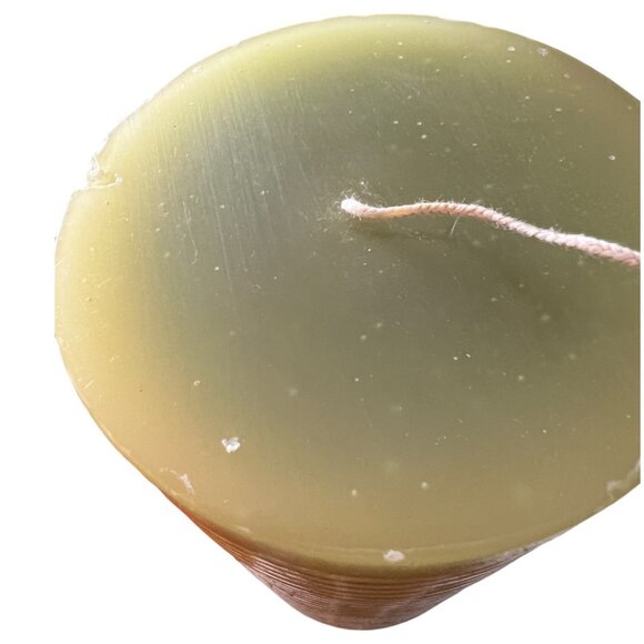 SET: Pier 1 Large Textured Pillar Candle w/ Brass-Toned Holder 8.25" tall x 4" d - Picture 8 of 13